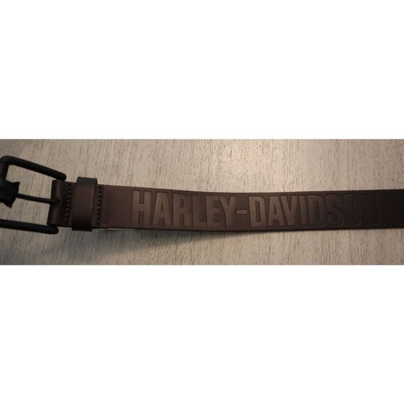 Harley-Davidson BMM042 Men's Sz M (34/36) Dark Brown Genuine Leather Logo Belt - Picture 8 of 16